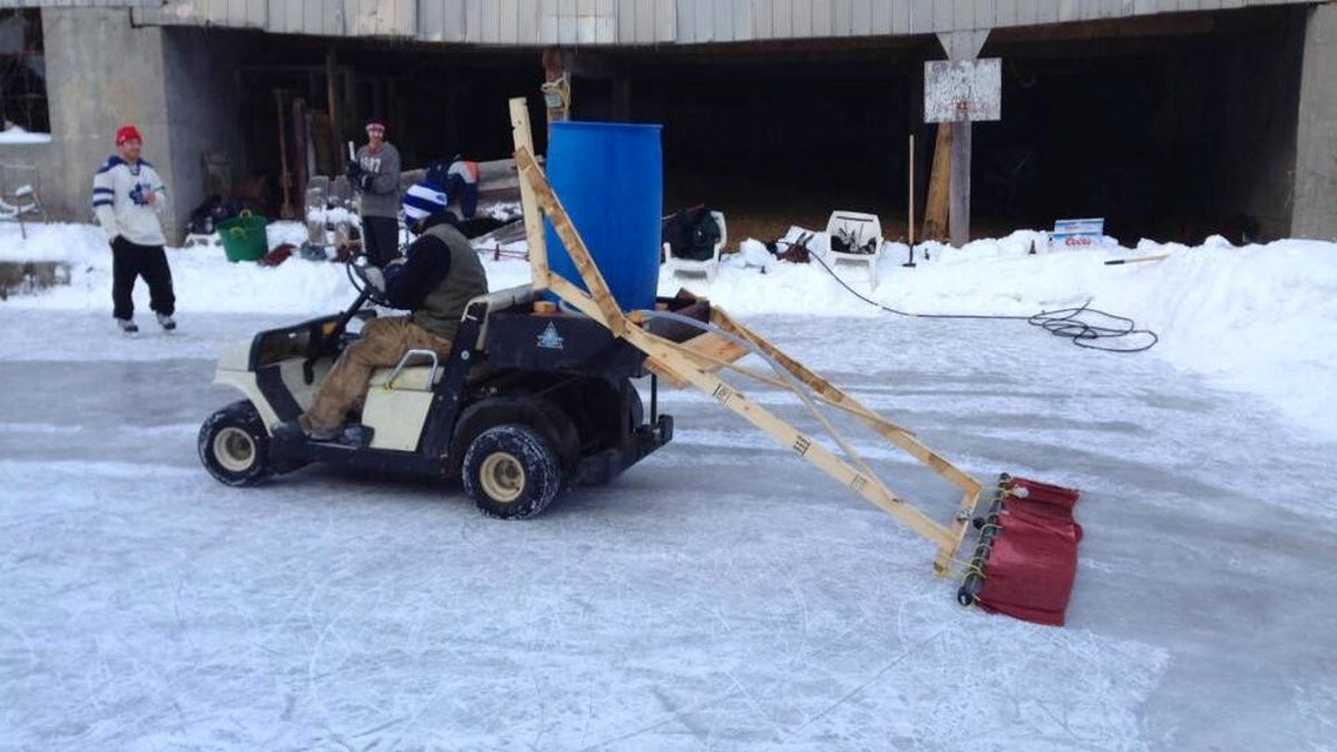 Backyard Hockey Rink Features Homemade Zamboni
