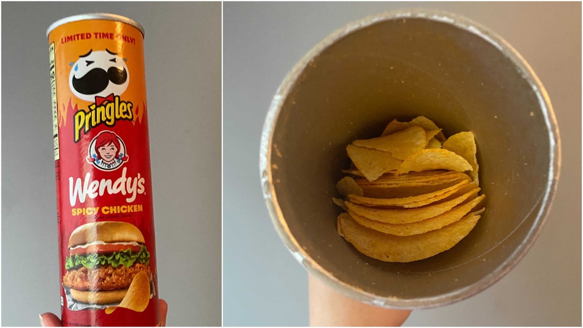 Review Pringles Wendy S Spicy Chicken Sandwich Potato Chips