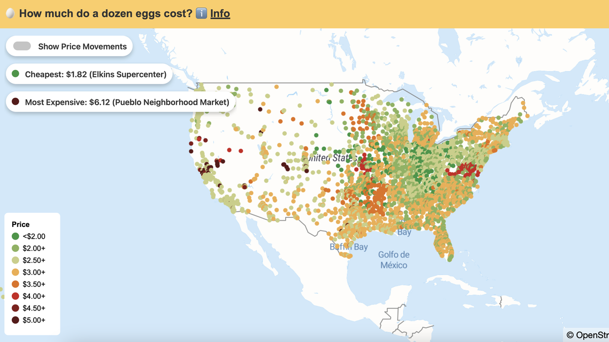 This Map Shows Eggs Prices Across the US