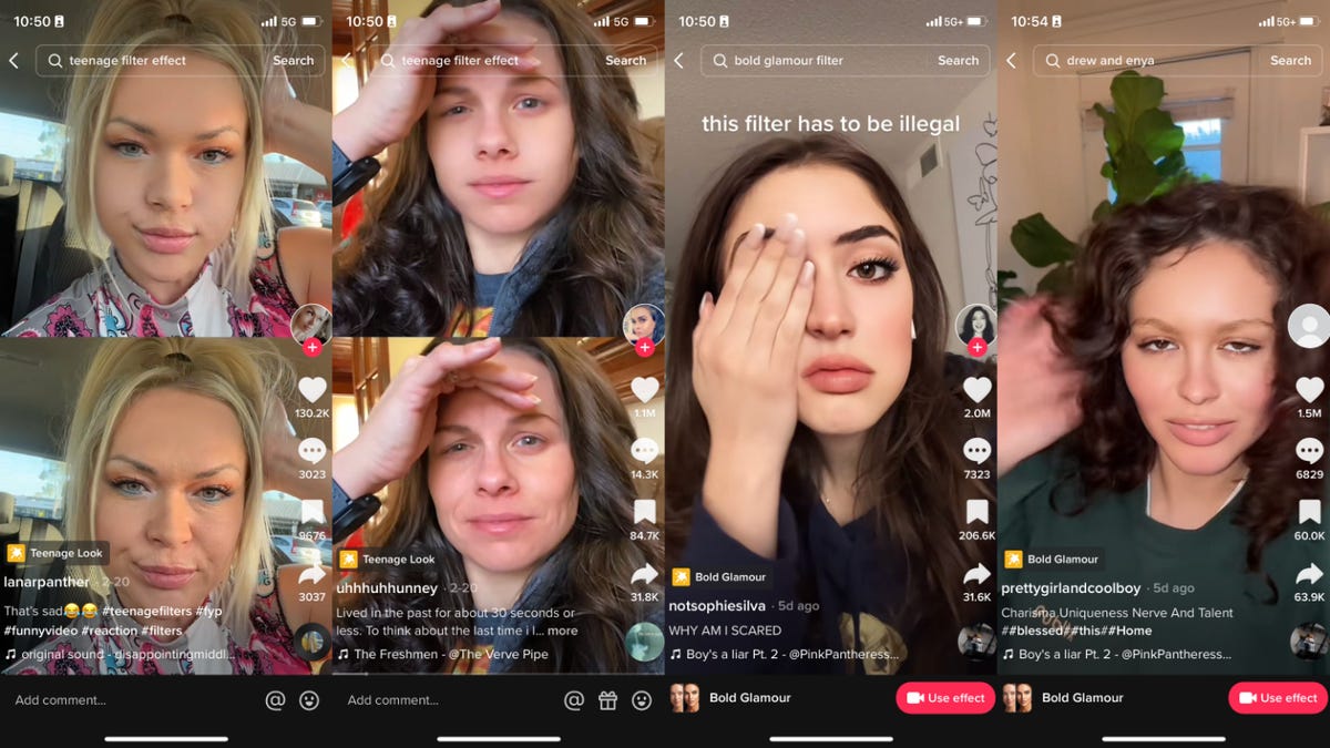 TikTok’s “Bold Glamor” and “Teenage Look” filters are freaking out its audience