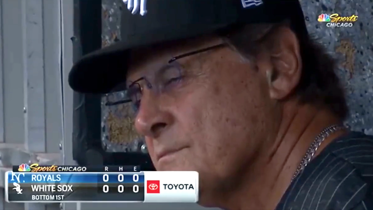 Tony La Russa appears to doze off during the White Sox game