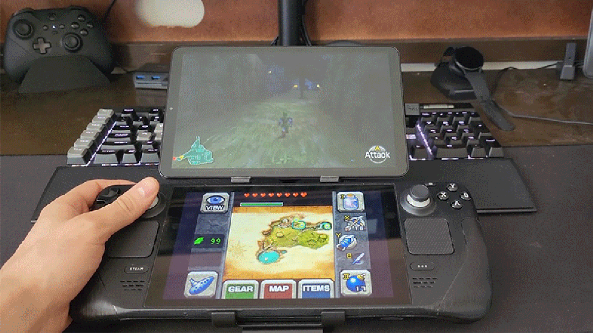 Pair a Steam Deck with a Samsung tablet for a giant Nintendo 3DS