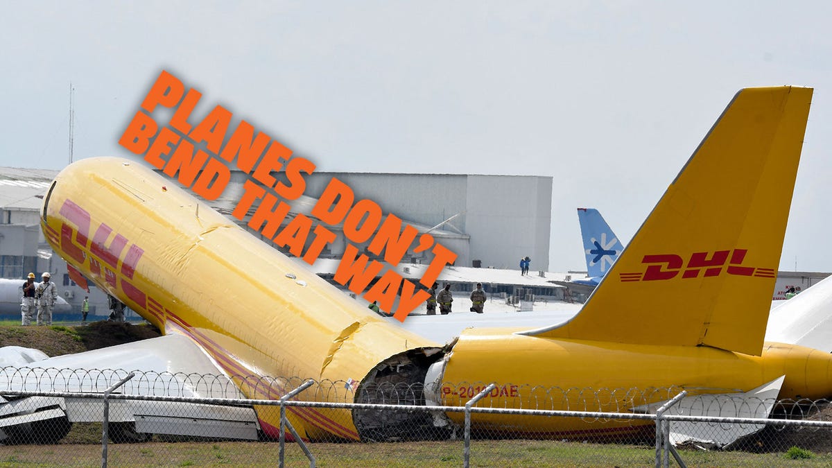 Ein DHL-Frachtflugzeug schleuderte von einer Startbahn und brach entzwei