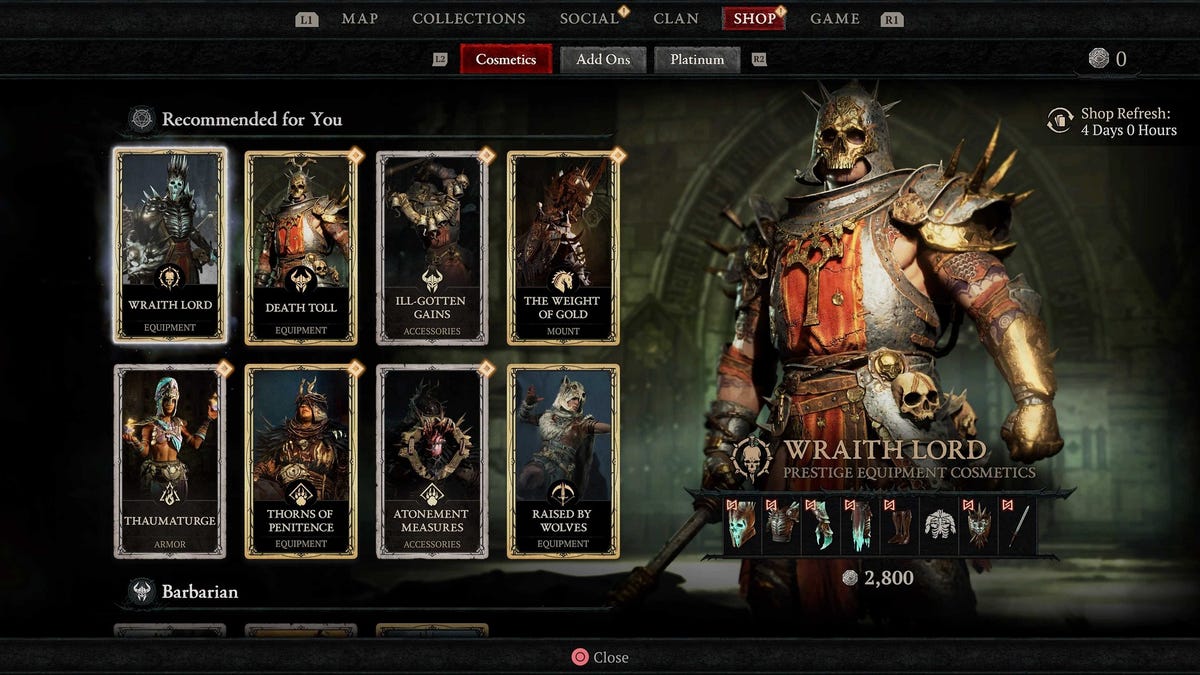 Os preços da loja de Diablo IV para armaduras, montarias e muito mais são malucos