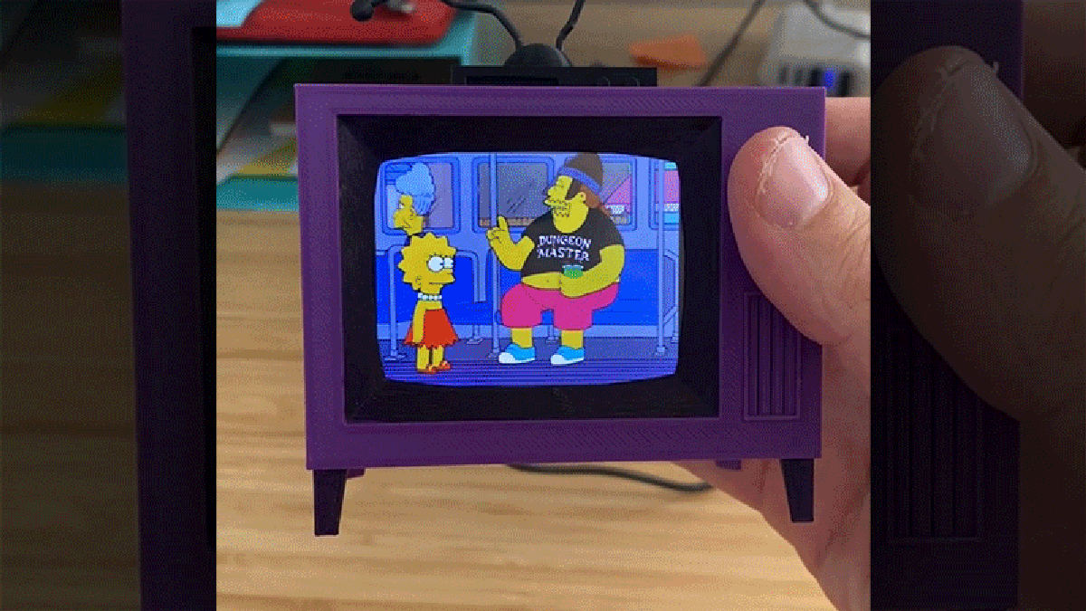 Someone 3D-Printed a Working Replica of The Simpsons Purple Living Room TV