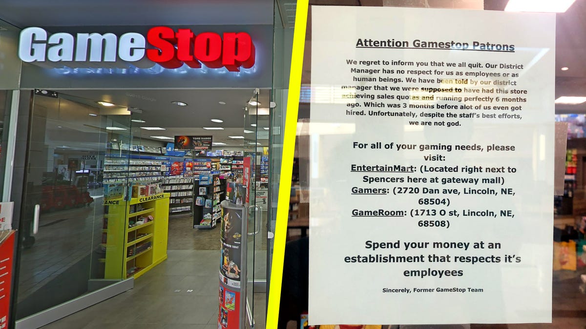 Los empleados de GameStop se van, Blast en una nota de despedida