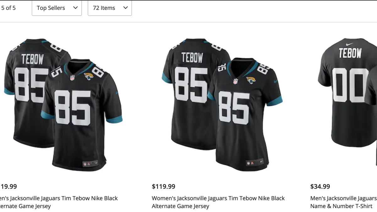 Tim Tebow Jaguars jerseys are top sellers at NFL shop