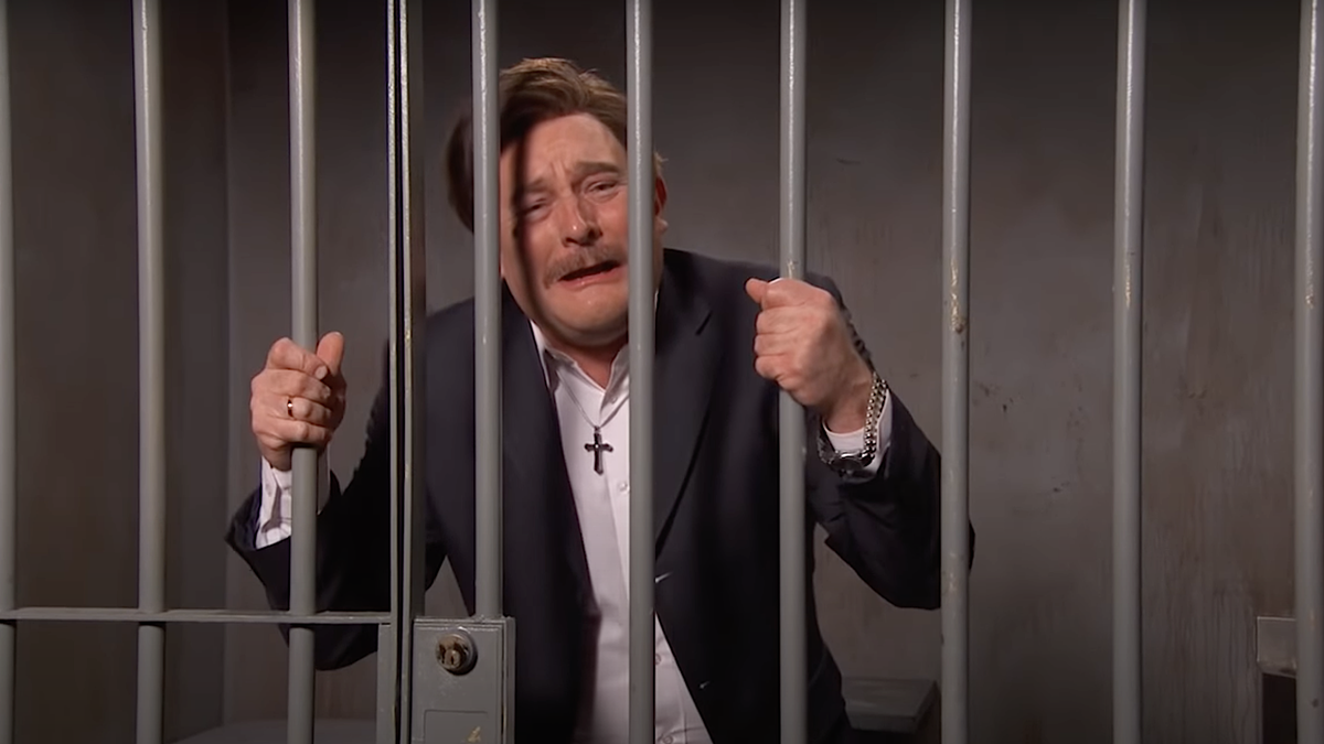 Sleep-sack seditionist Mike Lindell preps for the next riot from prison on Jimmy..