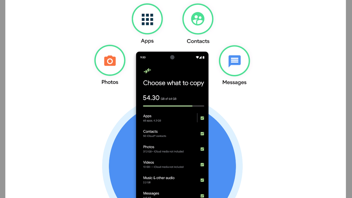 Beralih ke aplikasi Android tersedia untuk semua ponsel yang menjalankan Android 12