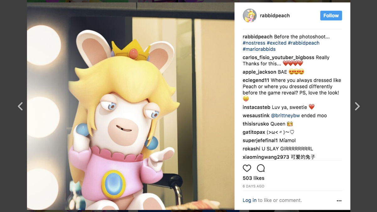 rabbid peach plush