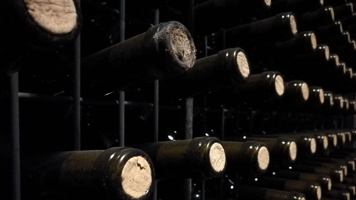 Wine should be stored upright, not on its side, when cellaring