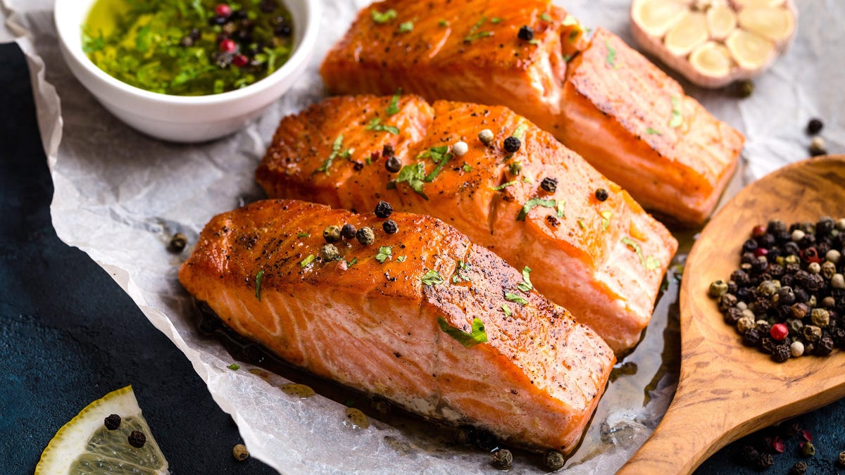 how do you stop the white stuff when cooking salmon