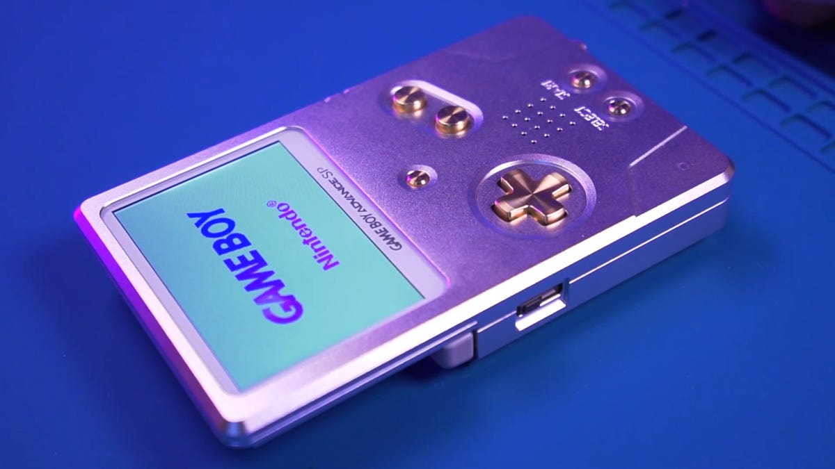 The aluminum shell turns the GBA SP into a MacBook-inspired Game Boy