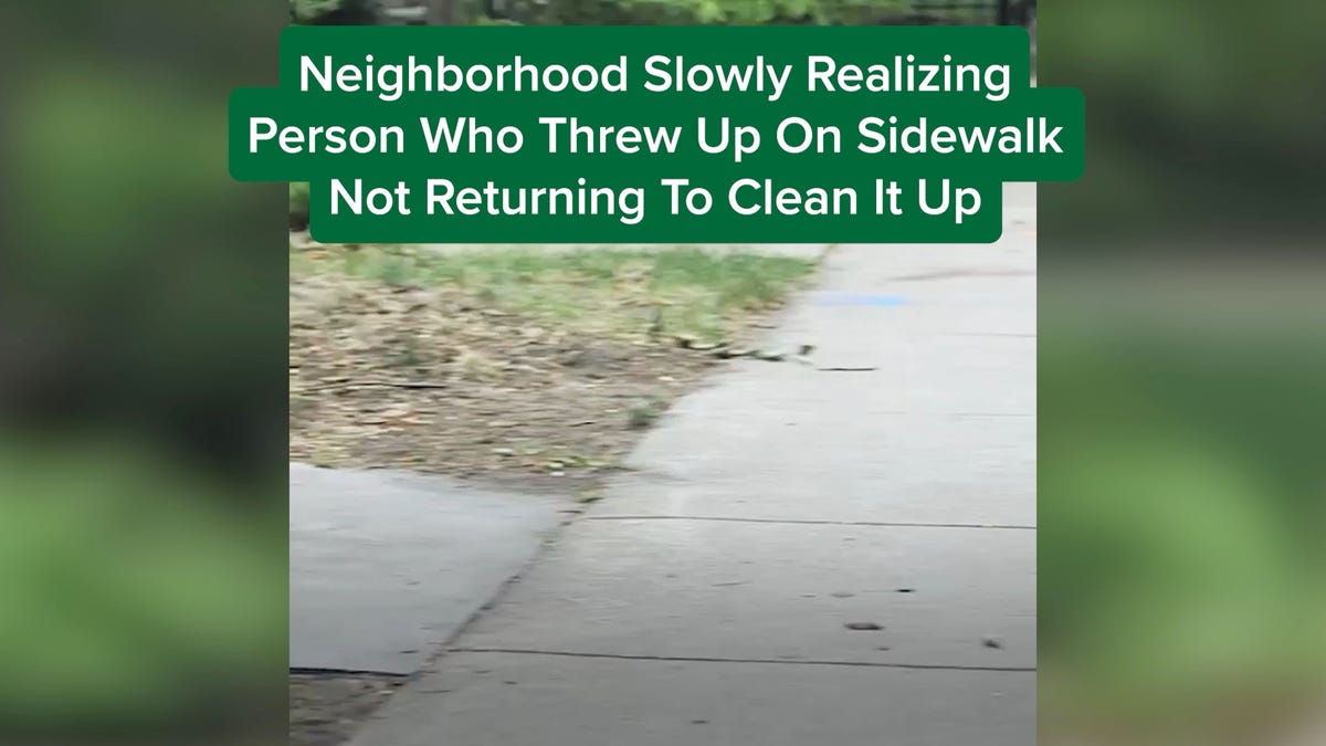 Neighborhood Slowly Realizing Person Who Threw Up On Sidewalk Not Returning To Clean It Up