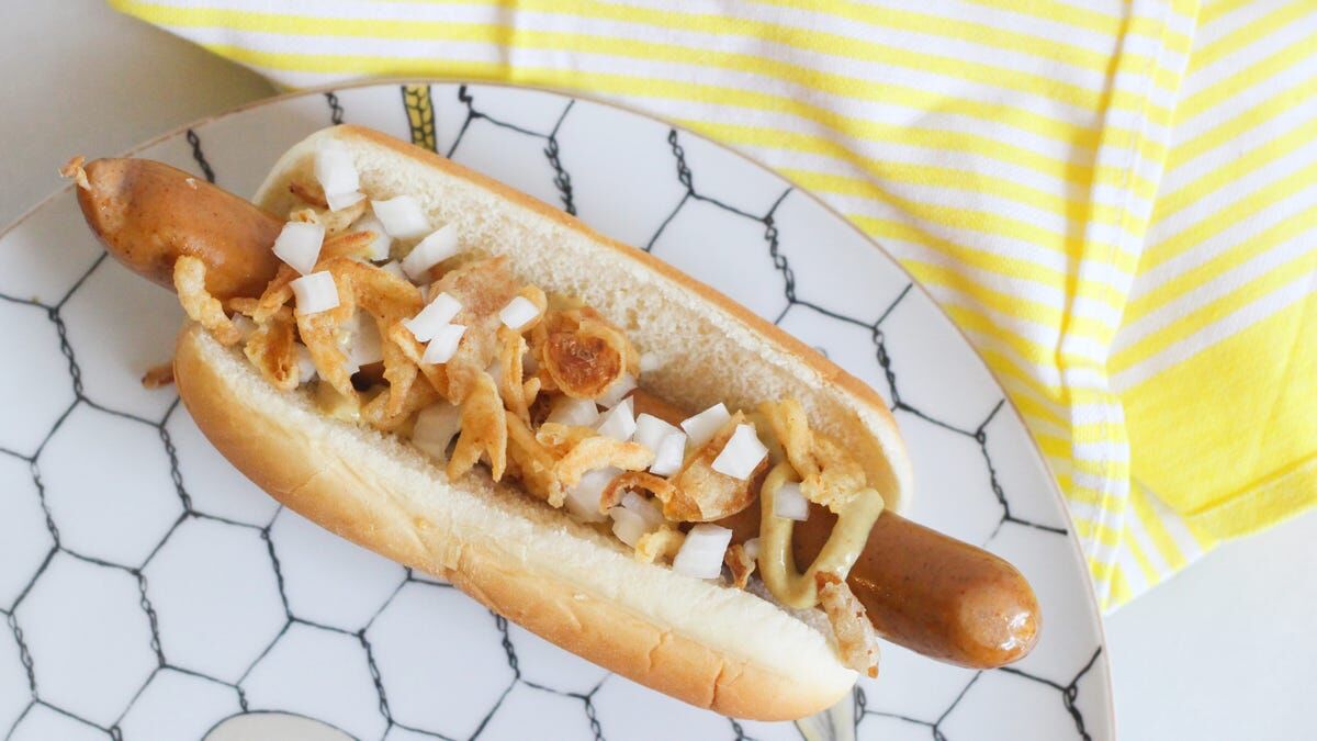 Put Fried and Raw Onions on Your Hot Dog