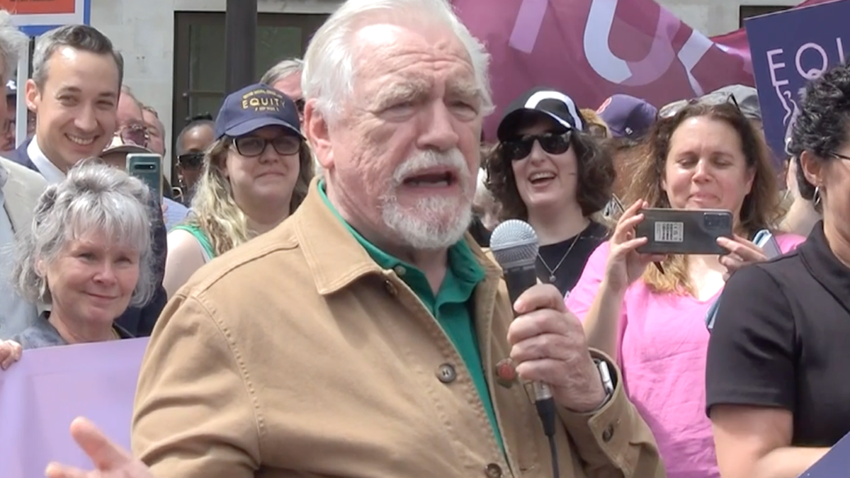 Brian Cox goes full Logan Roy to rally striking actors