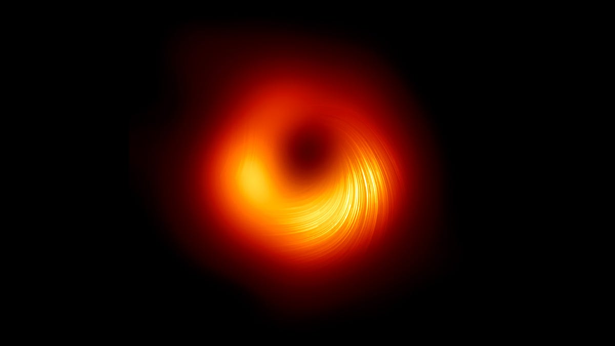 See the magnetic fields of a black hole in a new image from the Horizon Event Telescope