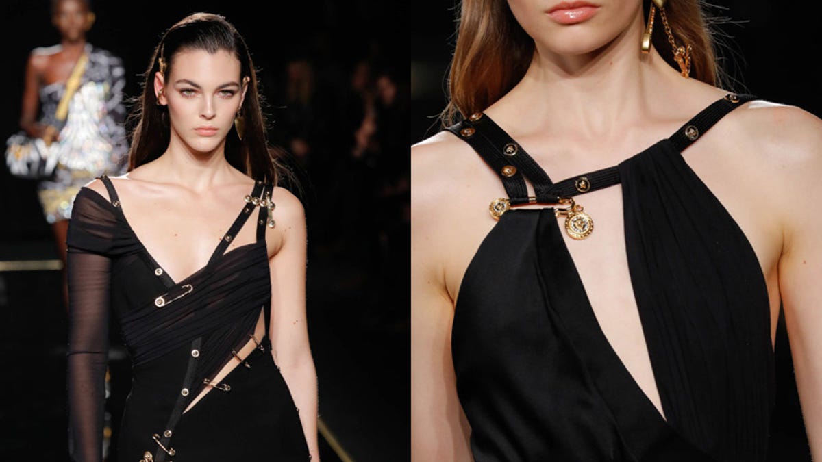 versace dress with safety pins