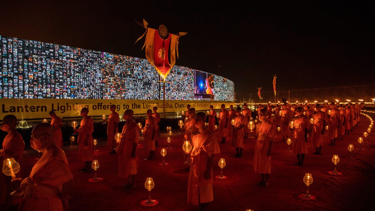 photo of 200,000 Buddhists Gathered on a Giant Screen Via Zoom to Celebrate One of Their Holiest Holidays image