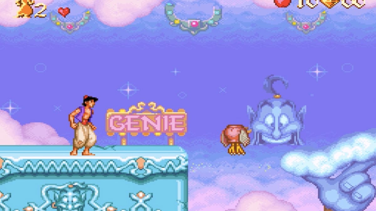 what does the genie do in super aladdin snes