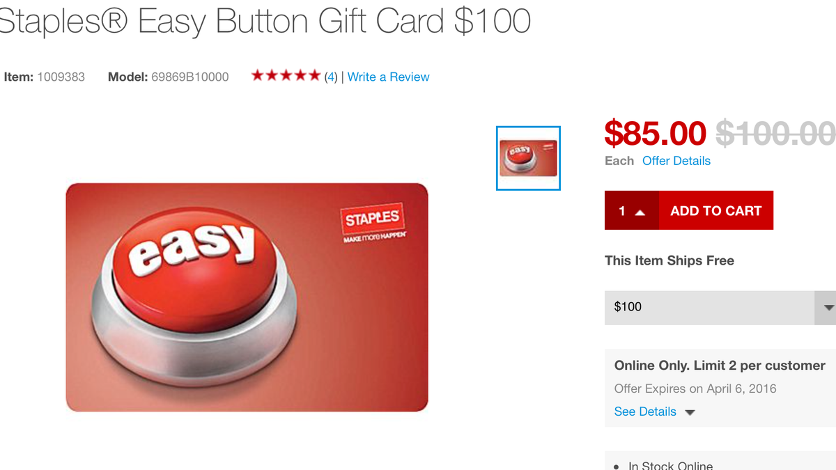 Save $15 On This $100 Staples Gift Card