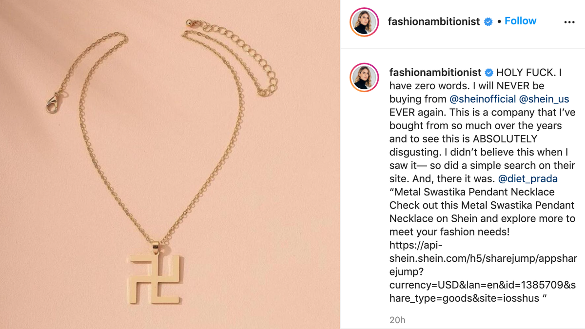SHEIN Apologizes (Again) For Offensive Item, Now a Swastika Necklace