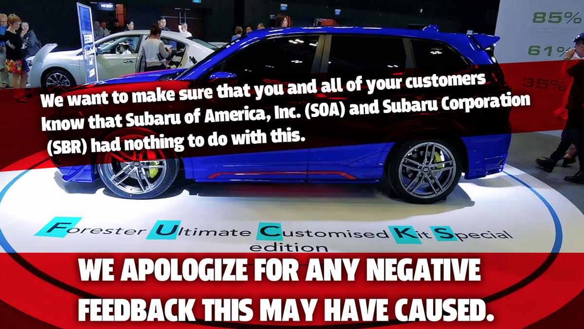 Subaru Of America Is Being Super Lame Right Now About The Subaru FUCKS