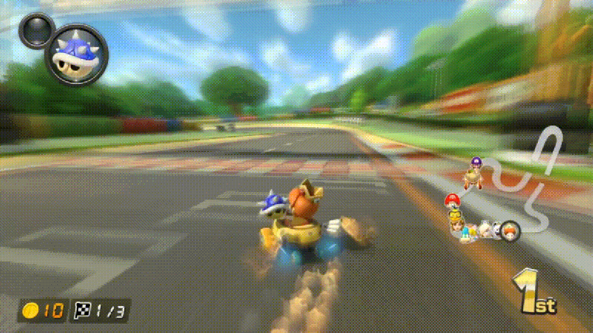 Mario Kart Speedrunners is running to throw blue shells