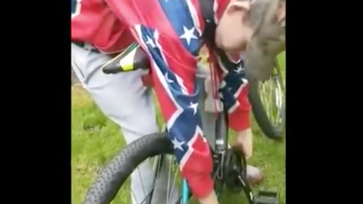 Video Shows Black Woman Chasing Confederate Flag Wearing Teen Who