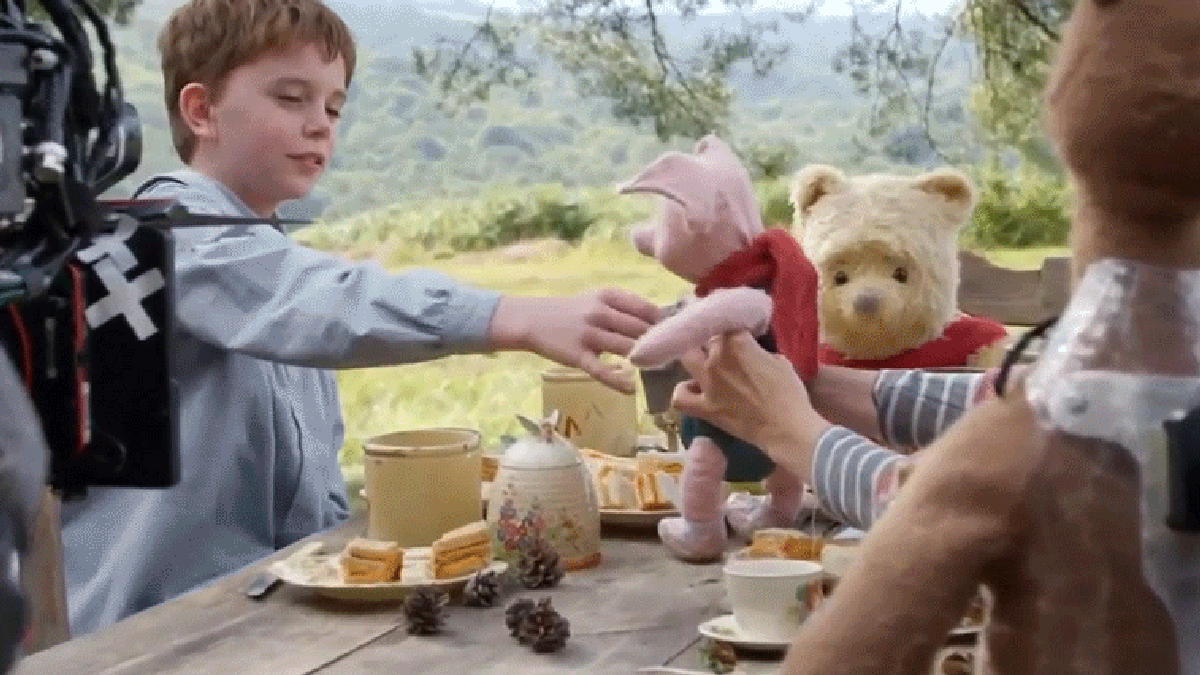 stuffed winnie the pooh from the christopher robin movie
