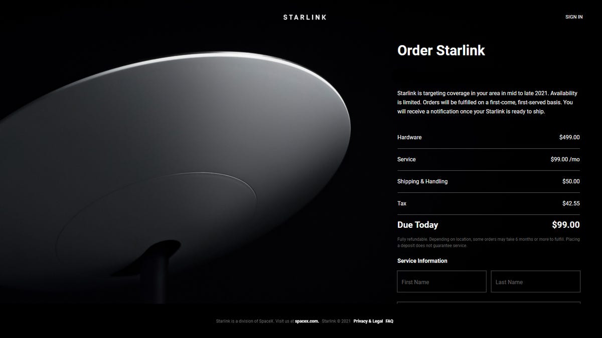 SpaceX Officially Opens Starlink Preorders