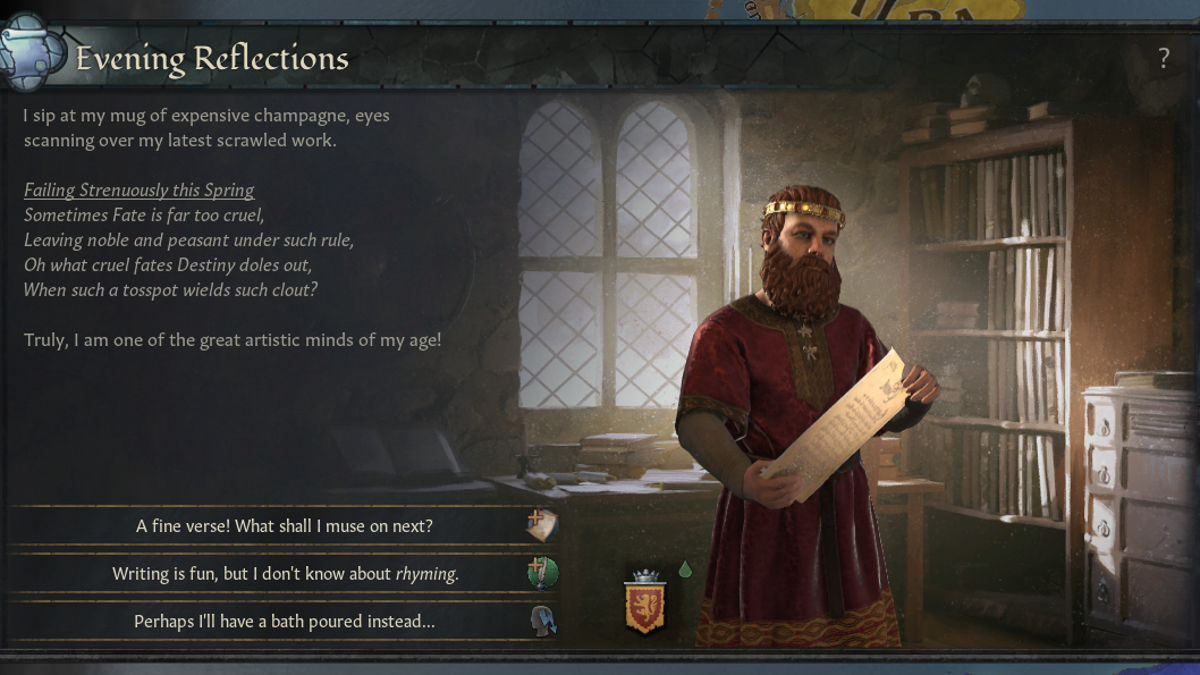 Crusader Kings III is very much starting to write poetry