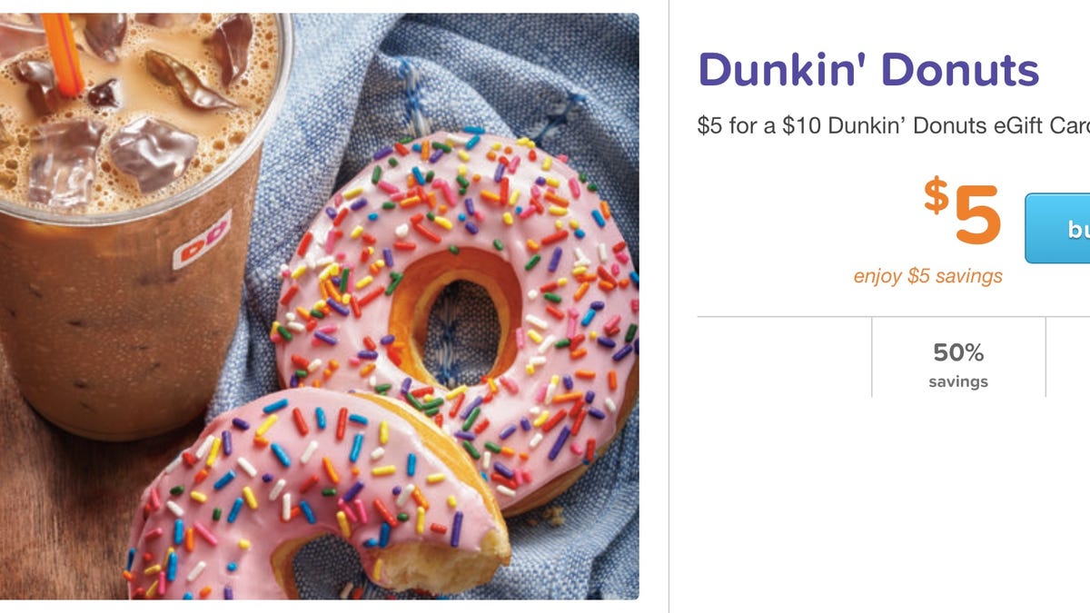 Get Double the Donuts With 50% Off a Dunkin' Donuts Gift Card