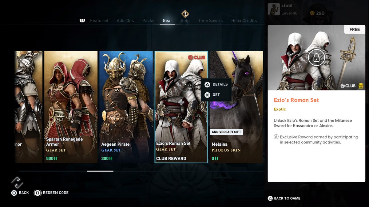 Take A Look At Assassin S Creed Odyssey Protagonist Kassandra Dressed As Classic Ac Hero Ezio Auditore Alexios Is In Ezio Garb Too This Is A New Free Addition To Odyssey A Game