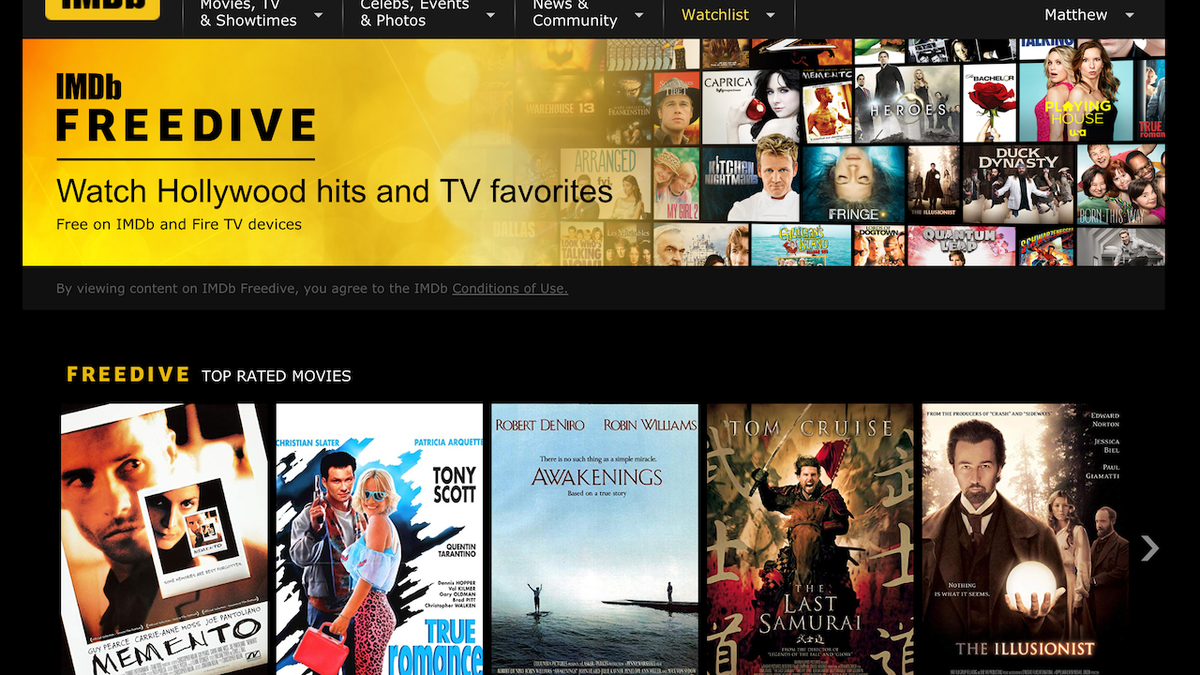 Imdb Launches Free Movie And Tv Streaming Service Called Freedive