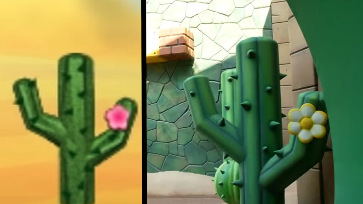 Cactus props at Super Nintendo World appear to be based on a fan game