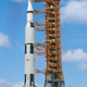 The Saturn V rocket used for Apollo 12, as it rests on MLP-2 in 1969.