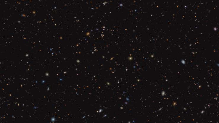 Image for New Webb Image Reveals 45,000 Sparkling Galaxies in Ancient Star Formation
