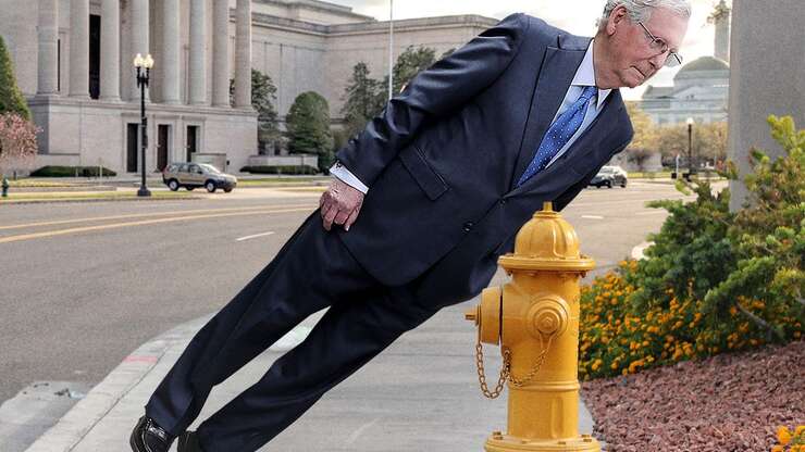 Image for Staffer Waiting For Car Temporarily Leans Frozen Mitch McConnell Against Nearby Fire Hydrant