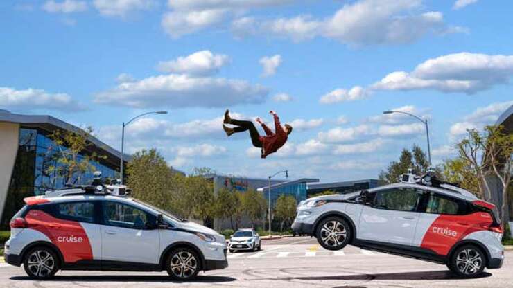 Image for Group Of Driverless Cars Bounce Pedestrian Between Them