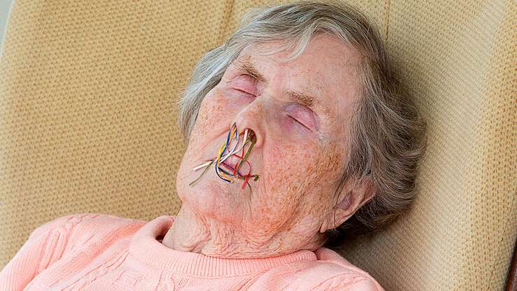 Image for Family Attaches Few Pieces Of Ribbon To Grandma’s Nose To Make Sure Air Coming Out