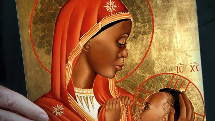 Image for Black Mary and Jesus Posters Used To Help Promote Racial Healing