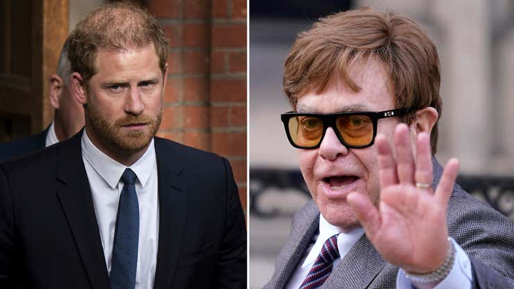 Image for Prince Harry, Elton John Appear in Court for Tabloid Phone-Hacking Case