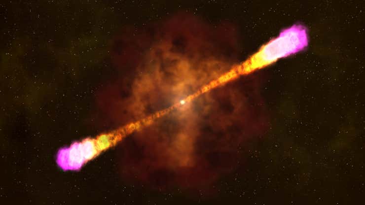 Image for Jet Streaming From the Brightest Known Gamma Ray Burst Is Weirder Than We Realized