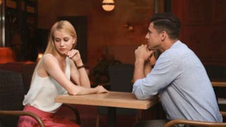 Image for Couple At Restaurant Obviously On First Breakup