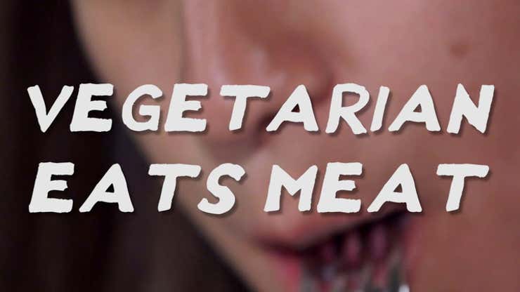 Image for Watch a vegetarian eat steak for the first time in 22 years