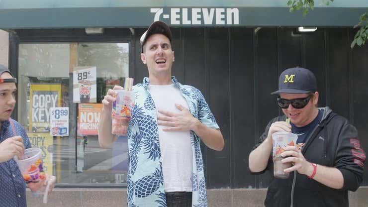 Image for We used Free Slurpee Day to torment 3 of our co-workers
