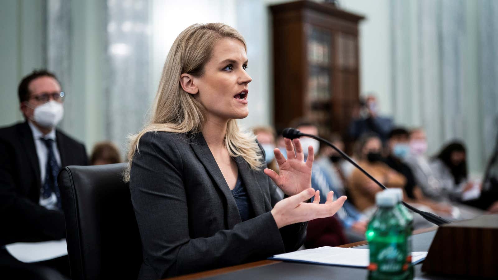 Former Facebook employee and whistleblower Frances Haugen testified in the Senate on Tuesday.