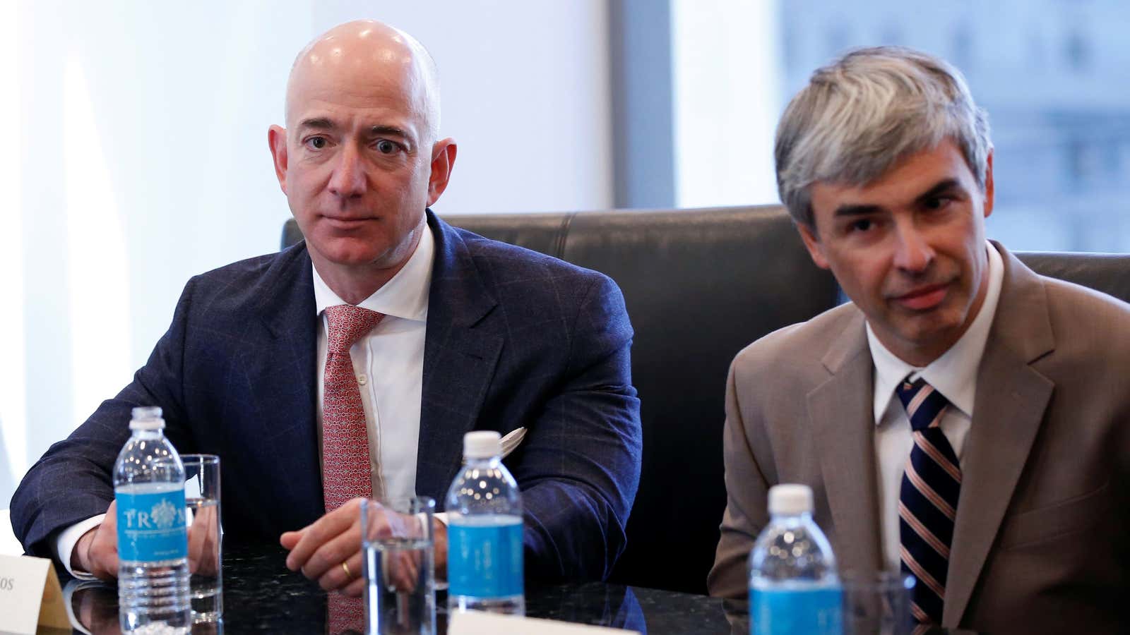 Jeff Bezos attends Trump’s technology summit in December 2016.
