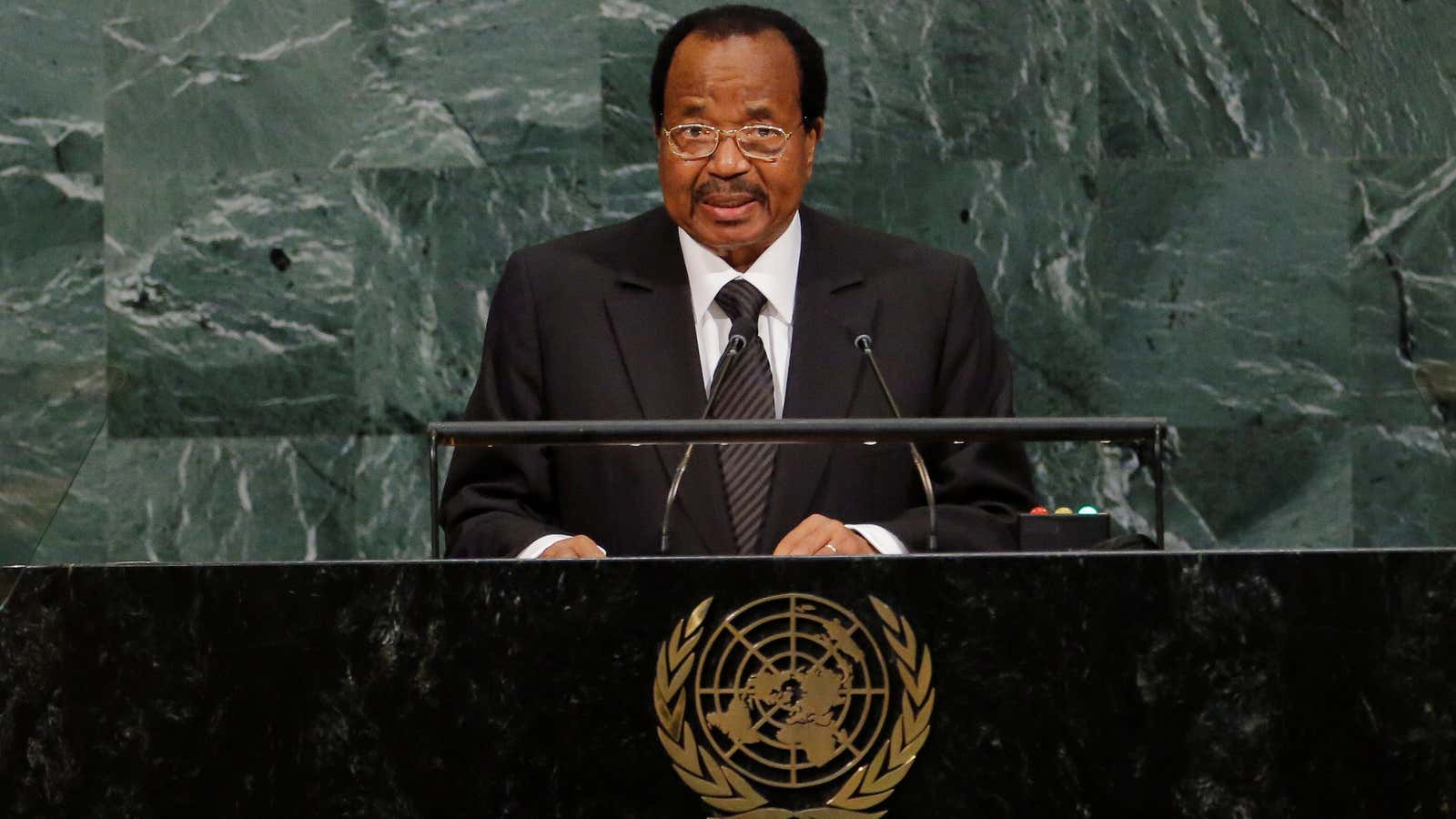 Cameroon president Paul Biya, addresses the 72nd UN General Assembly